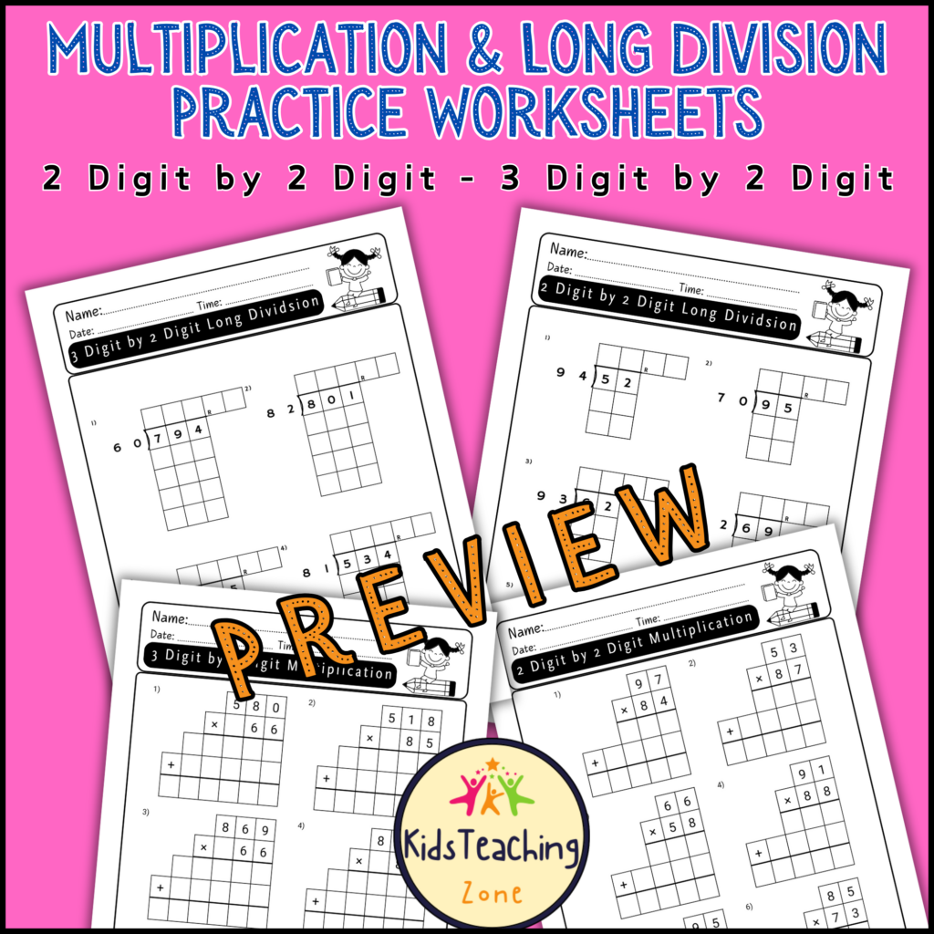 Double and Triple Digit Multiplication & Long Division Practice … Double and Triple Digit Multiplication & Long Division Practice ...
