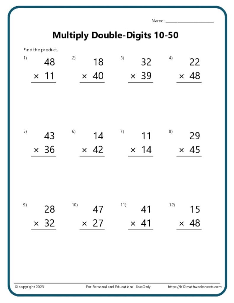 Double Digit Multiplication Printable Worksheets | Fanny Printable Double Digit Multiplication Printable Worksheets | Fanny Printable