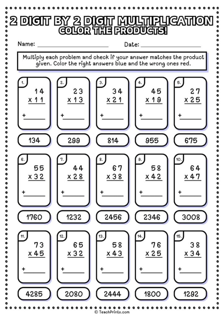 Double Digit Multiplication Printable Worksheets | Fanny Printable ...