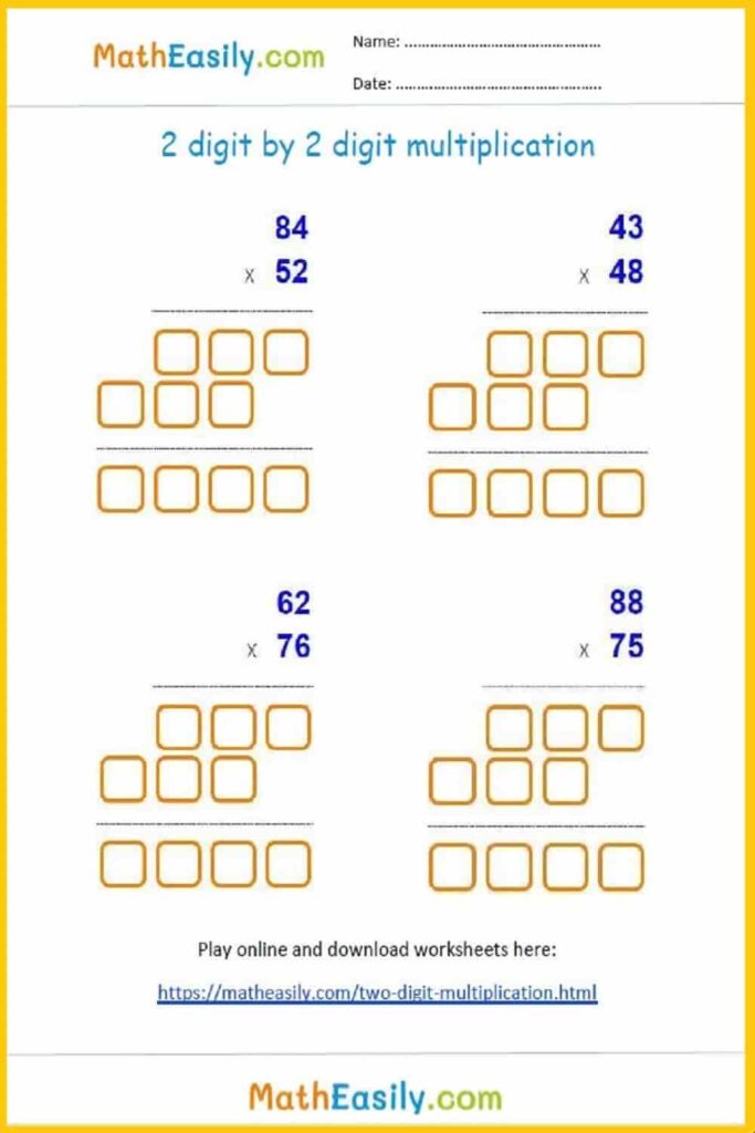Double Digit Multiplication Worksheet