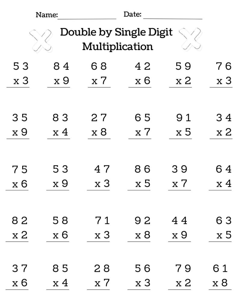 Double Digit Times Single Digit Multiplication Worksheets - 15 Printable Multiplication & Division Worksheets, Fill in the Blanks ...