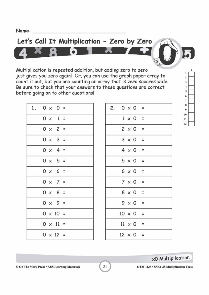 Download and print Multiplication Facts Practice Free Printable (Free PDF)