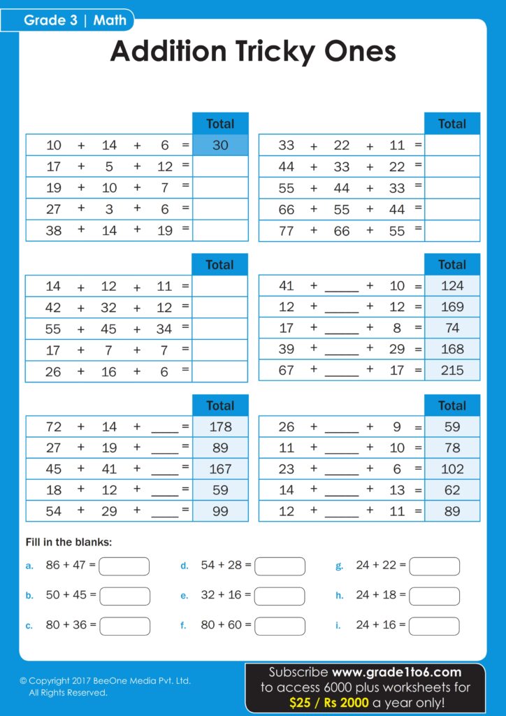 Download Math Worksheets For Grade 3