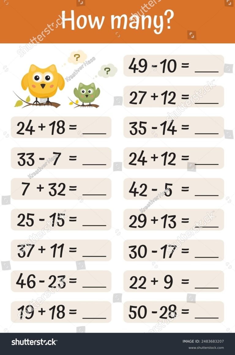 Educational 2nd Grade Math Work Sheet - math worksheet school kids first second 2483683207