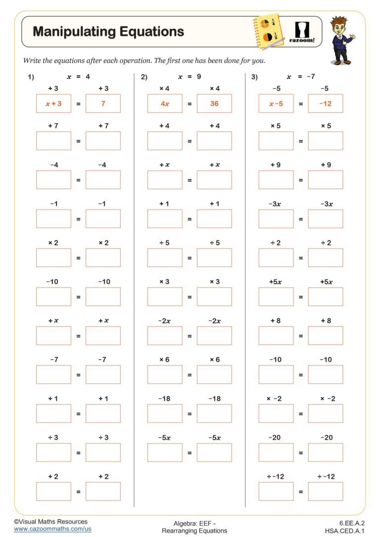 Equation Building Worksheets 2nd Grade - rearranging equations