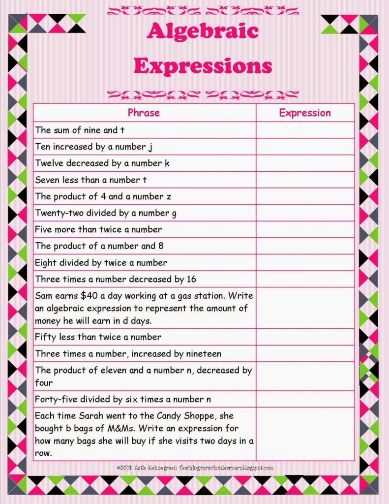 Evaluate Algebraic Expressions Worksheet – Adriansonfifth Evaluate Algebraic Expressions Worksheet - Adriansonfifth