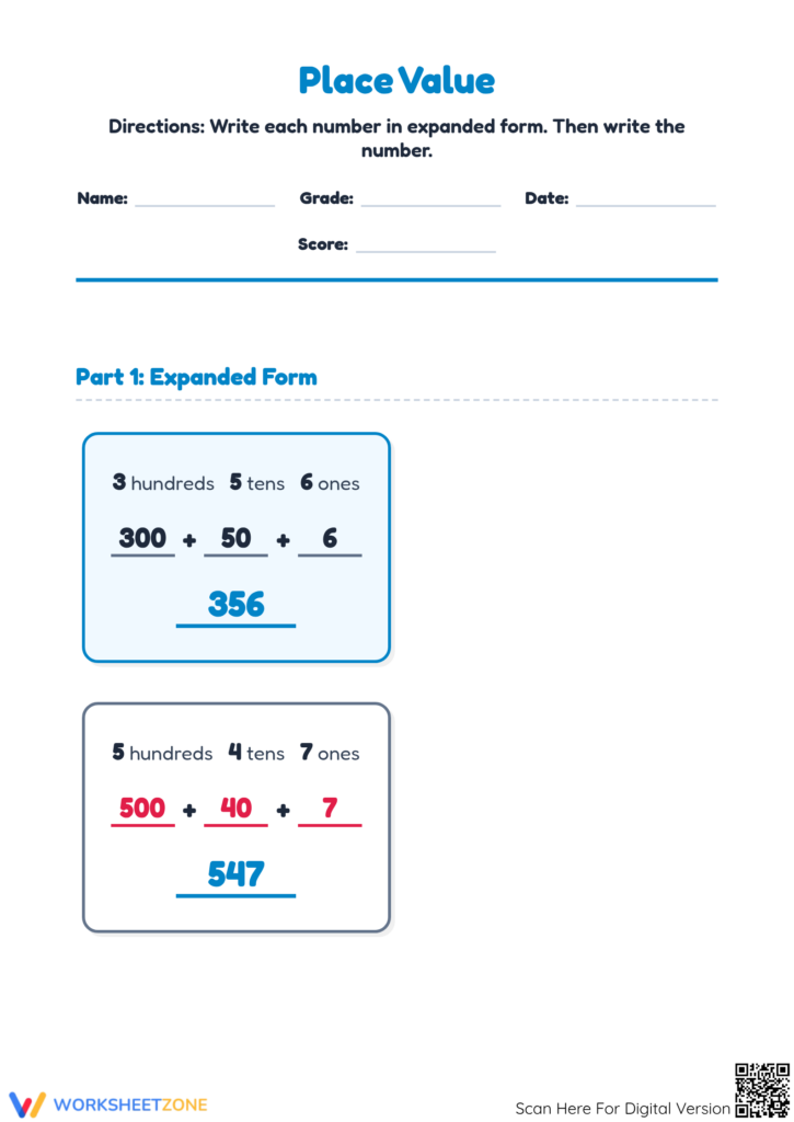 Expanded Math Worksheets For 2nd Grade - expanded form printable interactive 62318427d298a6571762366f