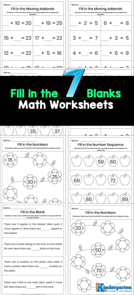 Fill in the Blank Math Worksheets for Kindergarten Fill in the Blank Math Worksheets for Kindergarten