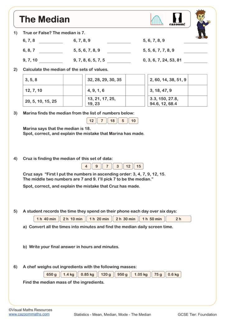 Finding The Average Math Worksheets