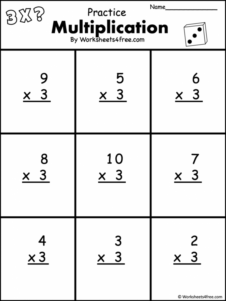 Free 1 Digit Multiplication Worksheet – 3s – Worksheets4Free.com Free 1 Digit Multiplication Worksheet – 3s - Worksheets4Free.com