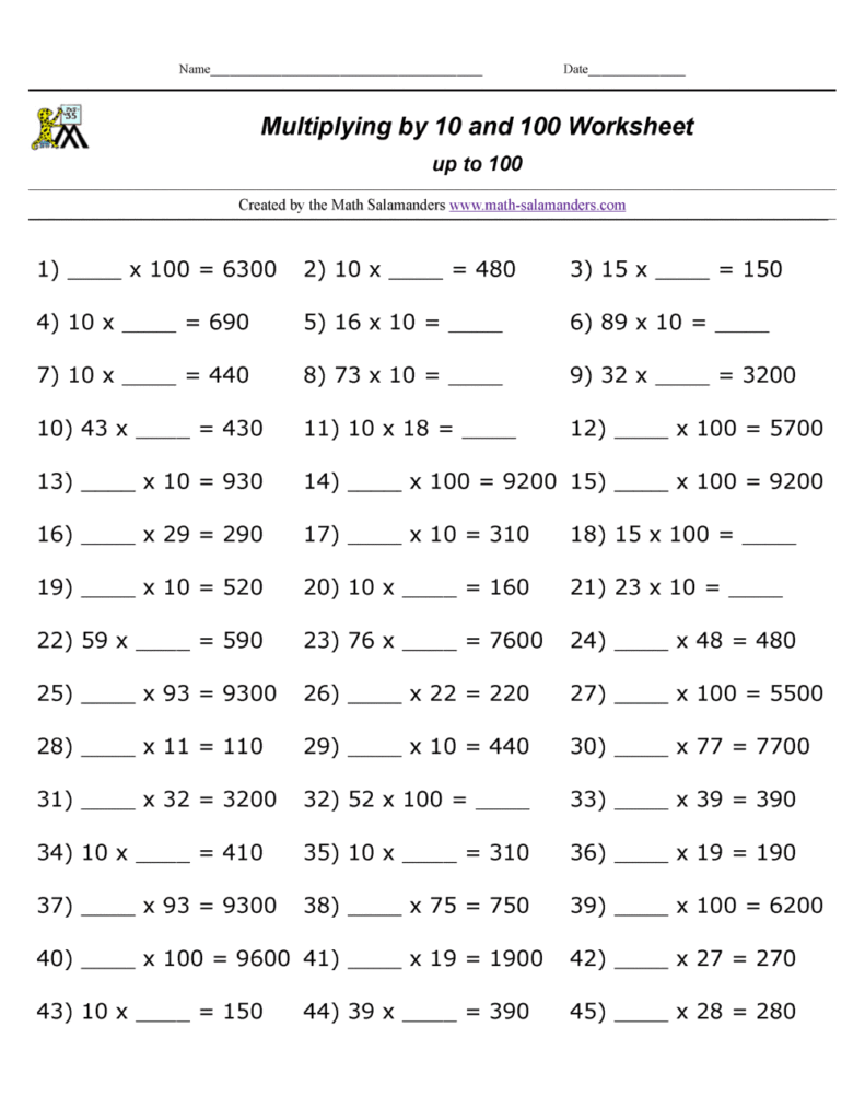 Free 100 multiplication facts worksheet printable, Download Free 100 ...