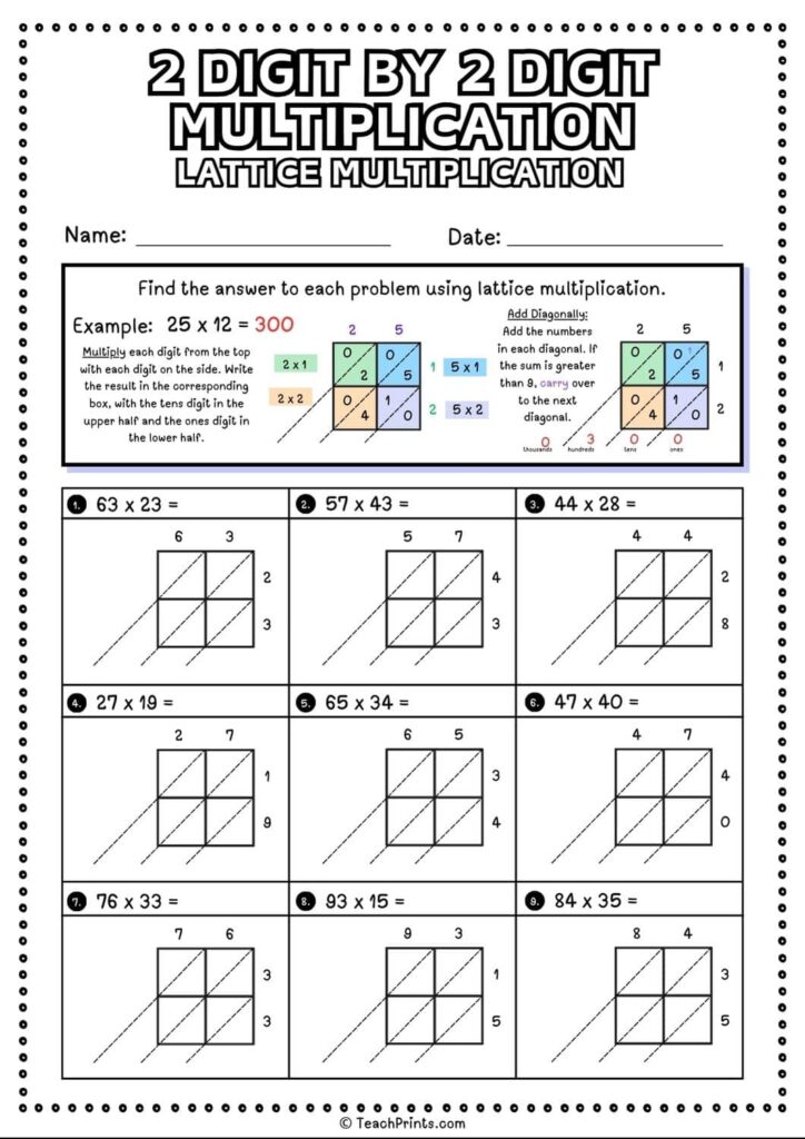 Free 2 Digit by 2 Digit Multiplication Worksheets - Teach Prints