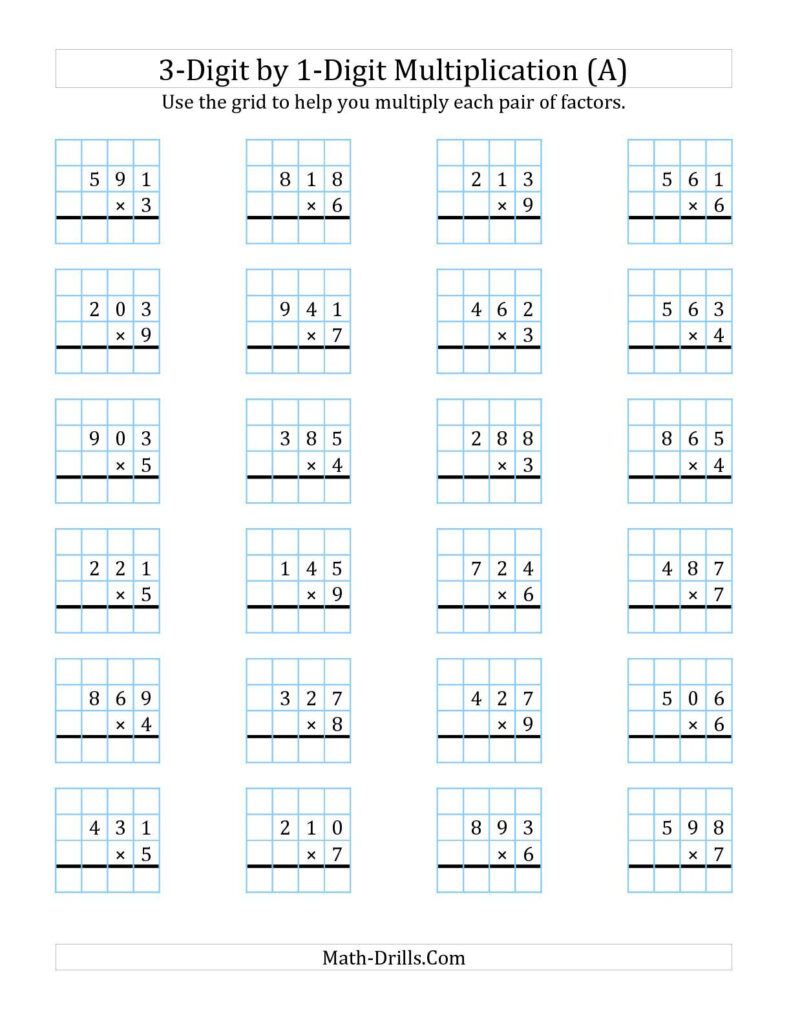 Free 3 Digit Multiplication Printables! Worksheets PDF - Printable Art ...