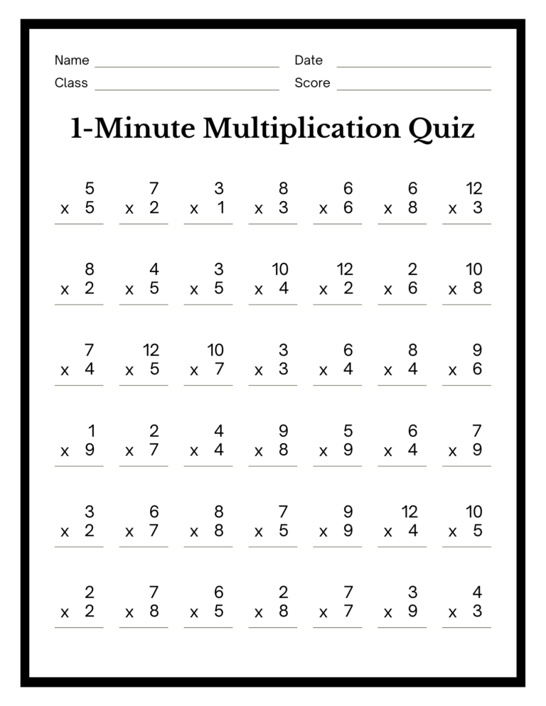 Free Daily One Minute Challenge Worksheet 2nd Grade - Minute Multiplication Worksheet