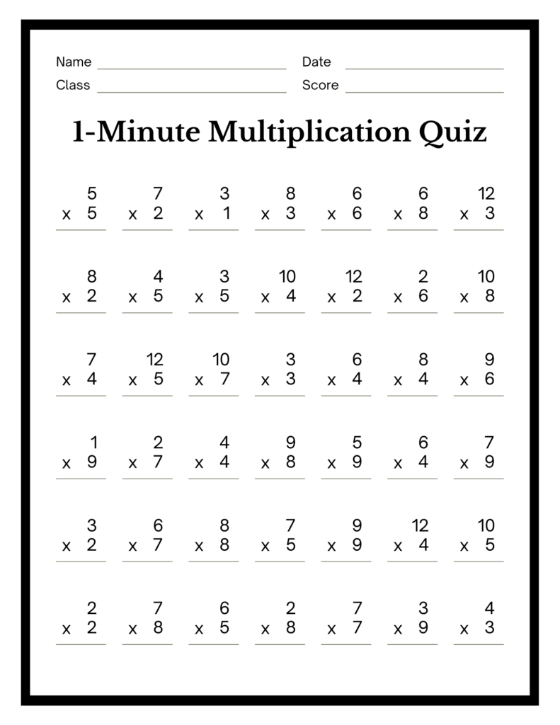 Free Daily One Minute Challenge Worksheet 2nd Grade