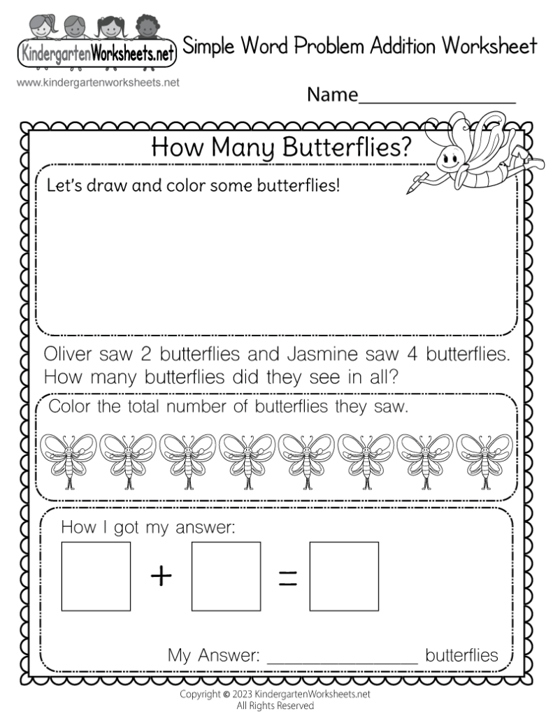 Free kindergarten math word problem worksheet, Download Free ...