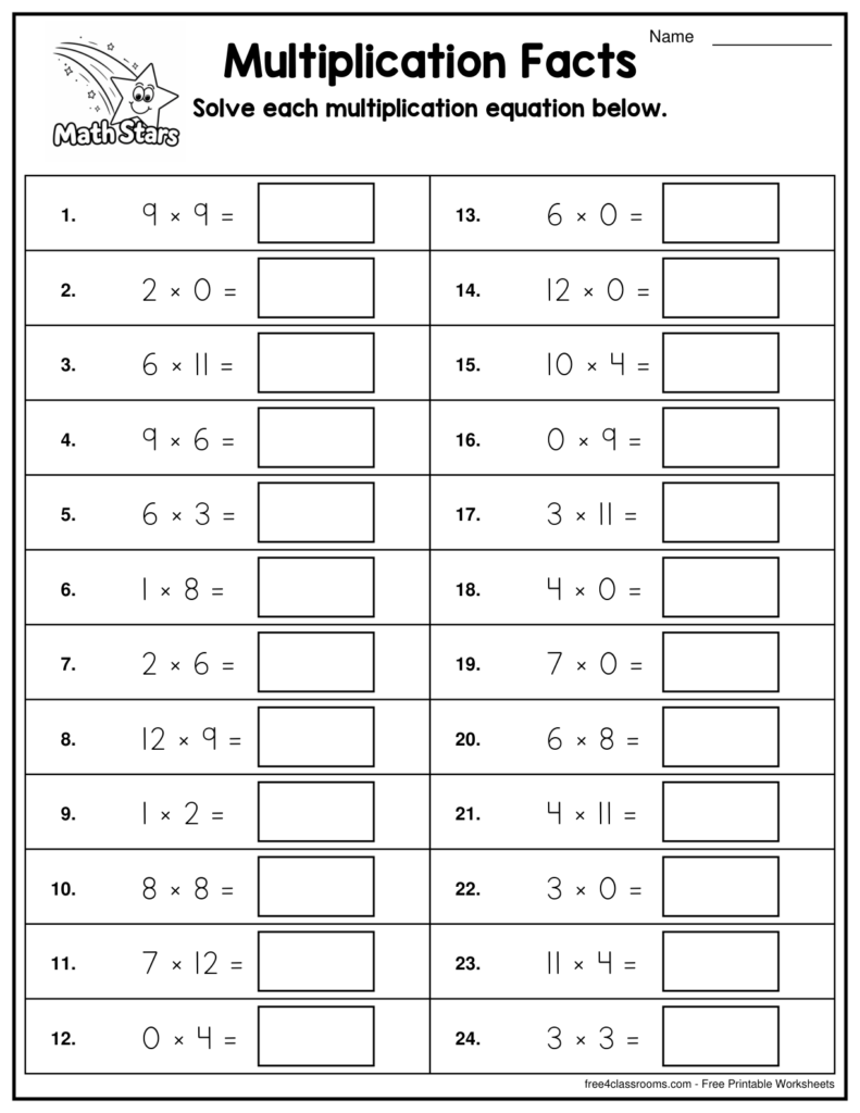 Free Math Fact Practice Sheets