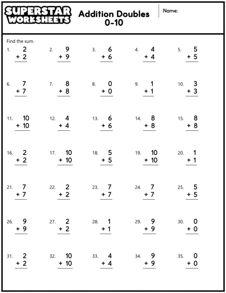 Free Math Worksheet For 2nd Grade featuring addition doubles problems for practice