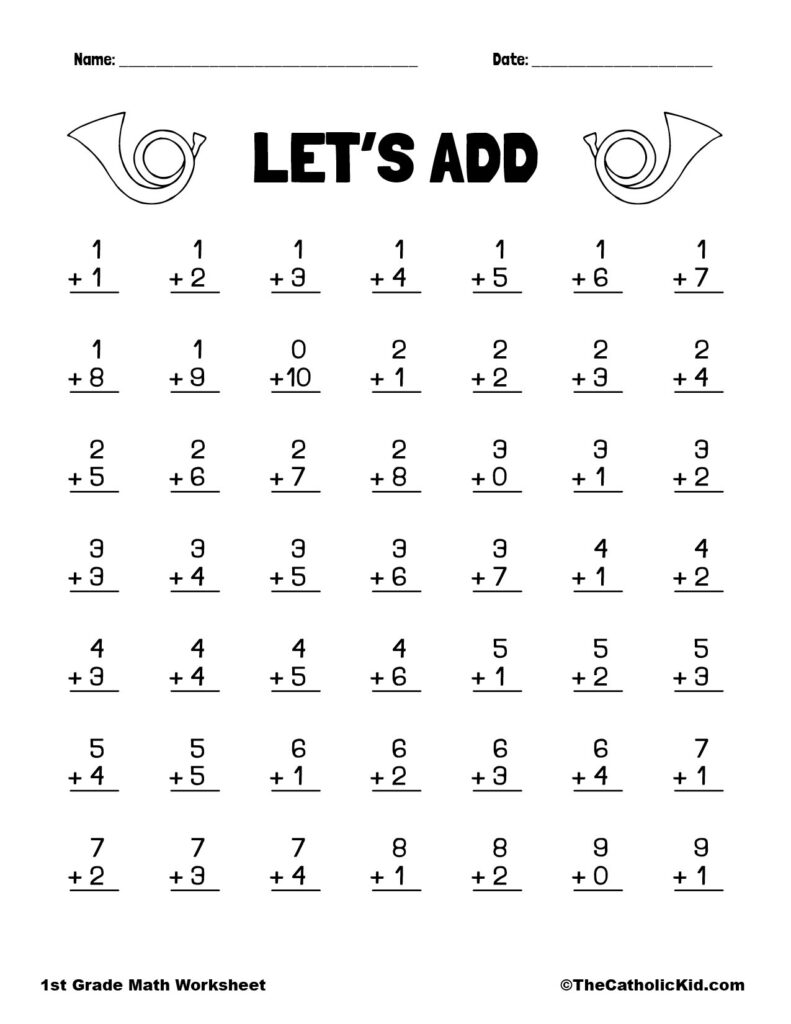 Free Math Worksheets For Elementary Grades – 1st grade math worksheet catholic 61 add cnt a1 Free Math Worksheets For Elementary Grades - 1st grade math worksheet catholic 61 add cnt a1