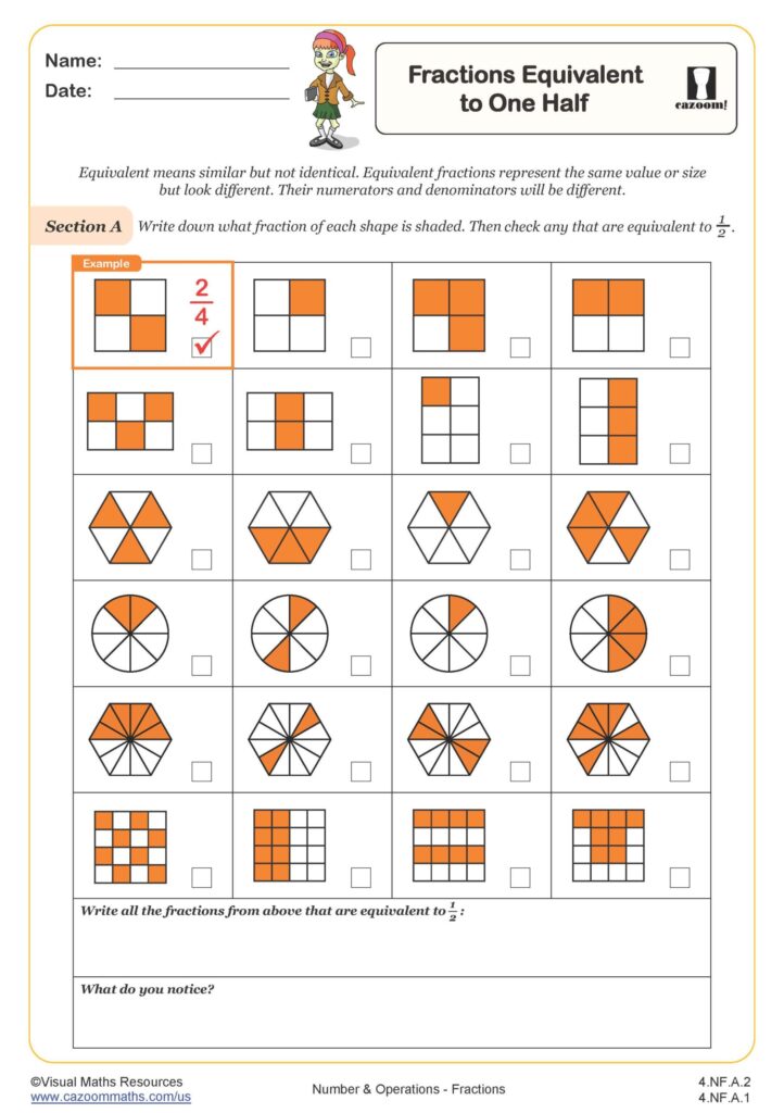 Free Math Worksheets To Download featuring 4th grade fractions equivalent worksheet