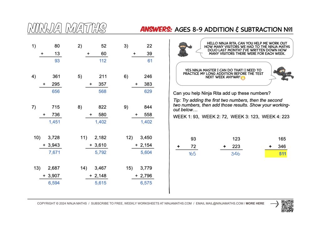 Free Math Worksheets With Solutions - free