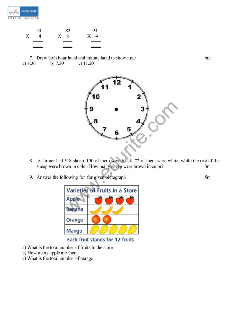 Free Maths Worksheets For Grade 2 Icse - icse class2mathssamplepapermodel1 42988110