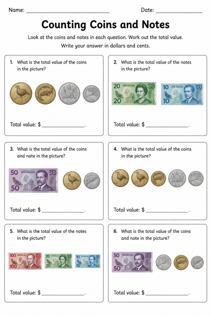 Free Maths Worksheets Year 2 Nz - financial maths worksheets for year 5