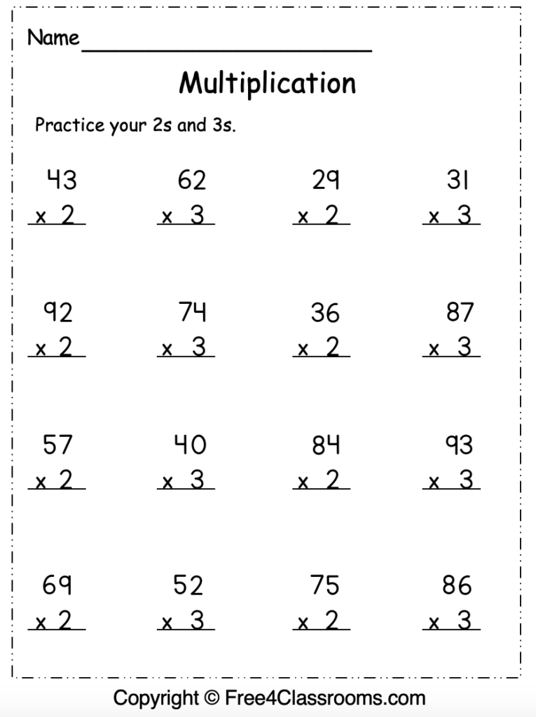 Free Multiplication Worksheet – Grade 3 Free Multiplication Worksheet - Grade 3