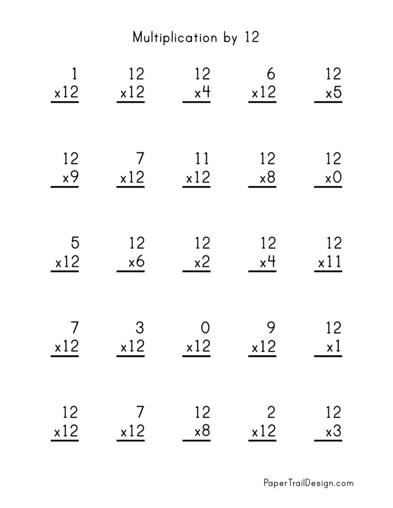 Free Multiplication Worksheets 1-12 - Paper Trail Design - Worksheets ...