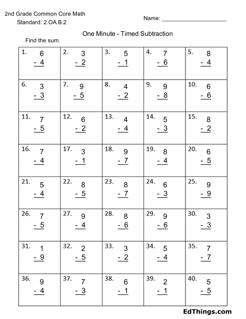 Free Printable 2nd Grade Common Core Math Worksheets - second grade math worksheets