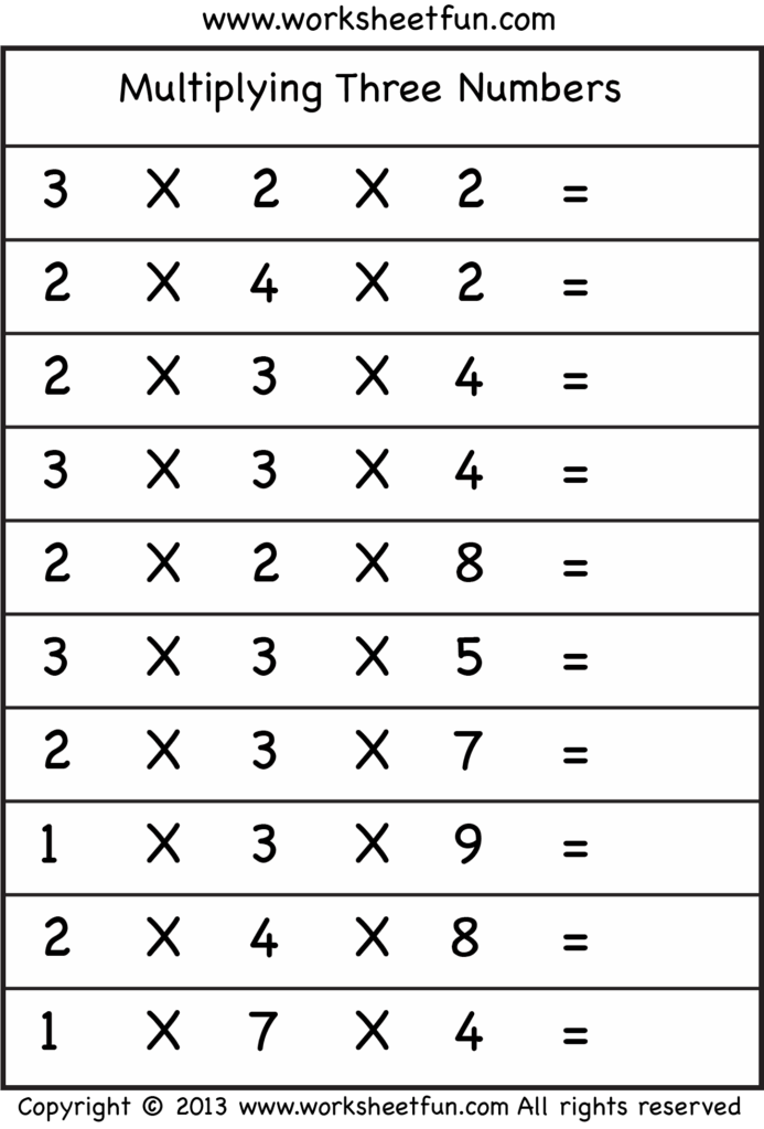 Free Printable 3 Digit By 1 Digit Multiplication Worksheets