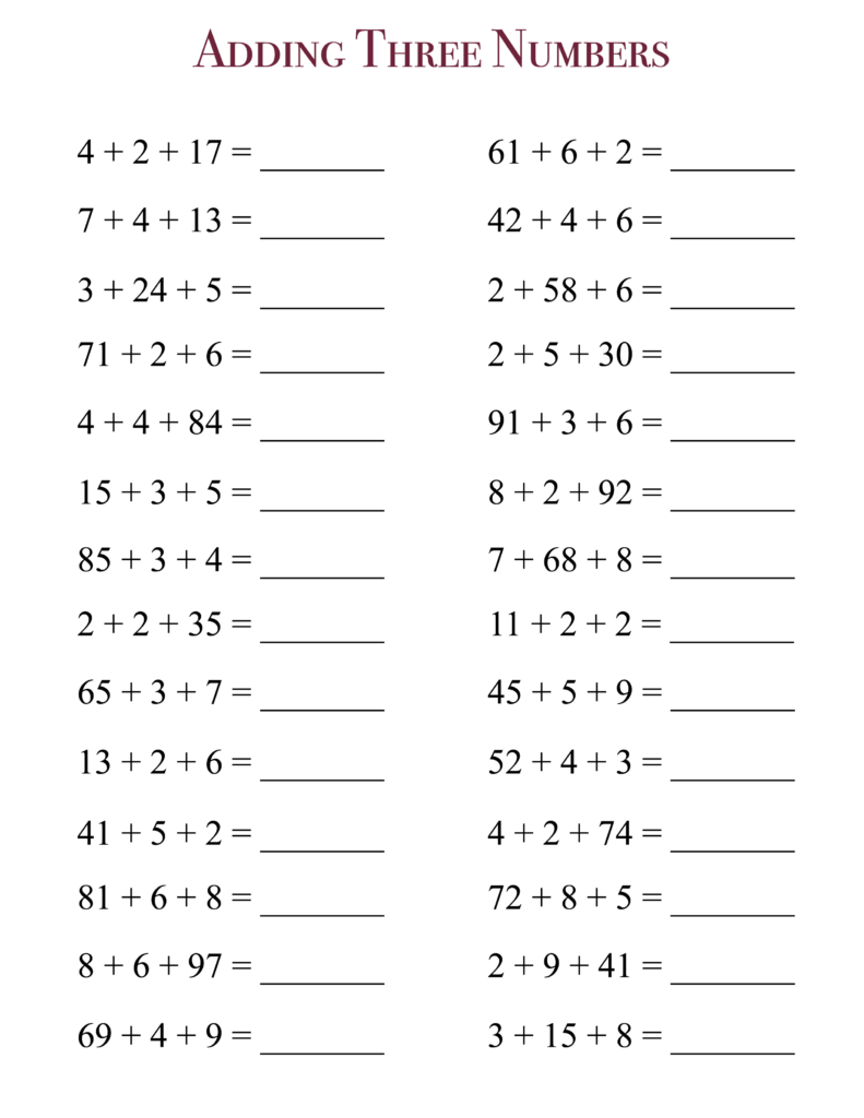 Free Printable 3rd Grade Math Worksheets - King Printables
