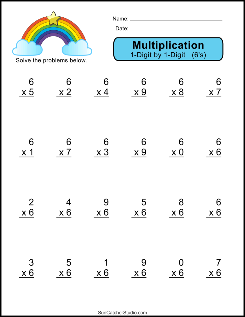 Free Printable Beginning Multiplication Worksheets - Multiplication Worksheets: (One-Digit Math Drills) - DIY Projects ...