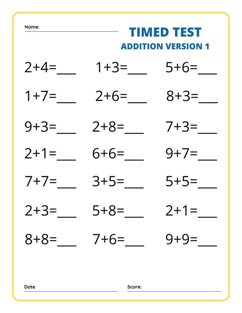 Free, printable, customizable math worksheet templates - Worksheets Library