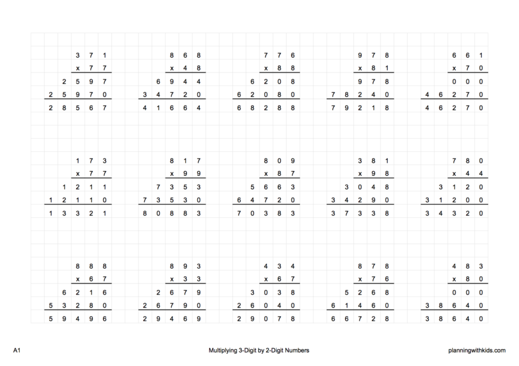 Free printable long multiplication worksheets with grid format … Free printable long multiplication worksheets with grid format ...