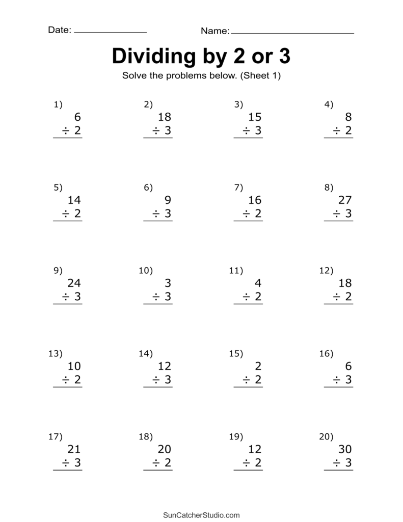 Free Printable Math Worksheets 4th Grade - division worksheets