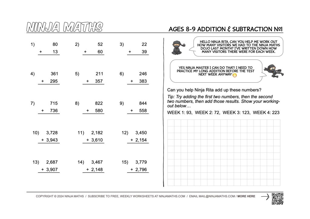 Free Printable Math Worksheets for Kids – Ages 8-10 Collection of free printable math worksheets designed for kids aged 8-10