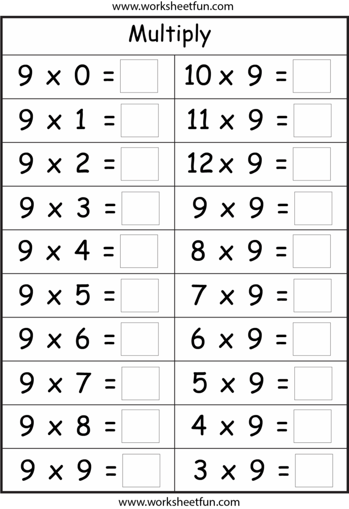Free Printable Multiplication Practice Worksheets – Multiplication Basic Facts – 2, 3, 4, 5, 6, 7, 8 & 9 Times Tables … Free Printable Multiplication Practice Worksheets - Multiplication Basic Facts – 2, 3, 4, 5, 6, 7, 8 & 9 Times Tables ...