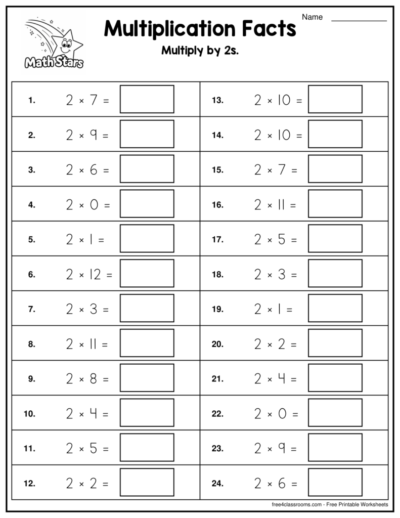 Free Printable Worksheets Maths Grade 2 - free multiplication facts 2s worksheet 3 2