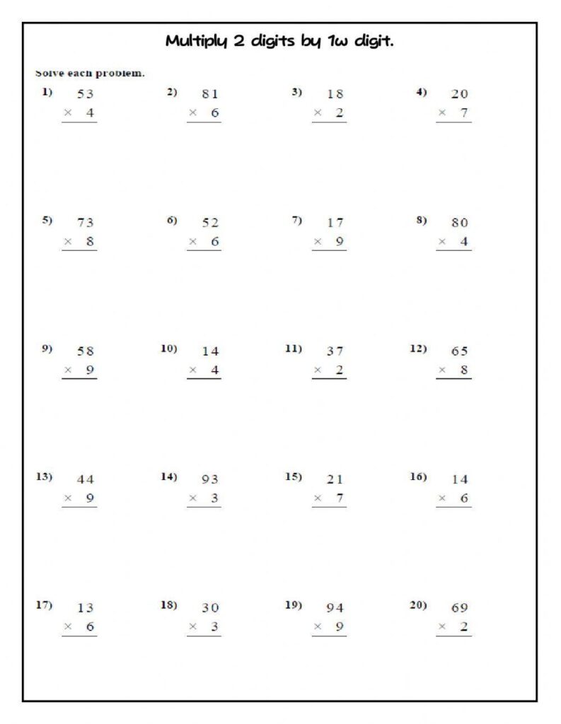Free two digit by one digit multiplication worksheet, Download Free two … Free two digit by one digit multiplication worksheet, Download Free two ...
