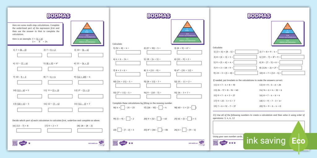 Free Year 6 Maths Worksheets Australia - t2 m 4106 year 6 order of operations bodmas maths differentiated activity sheets