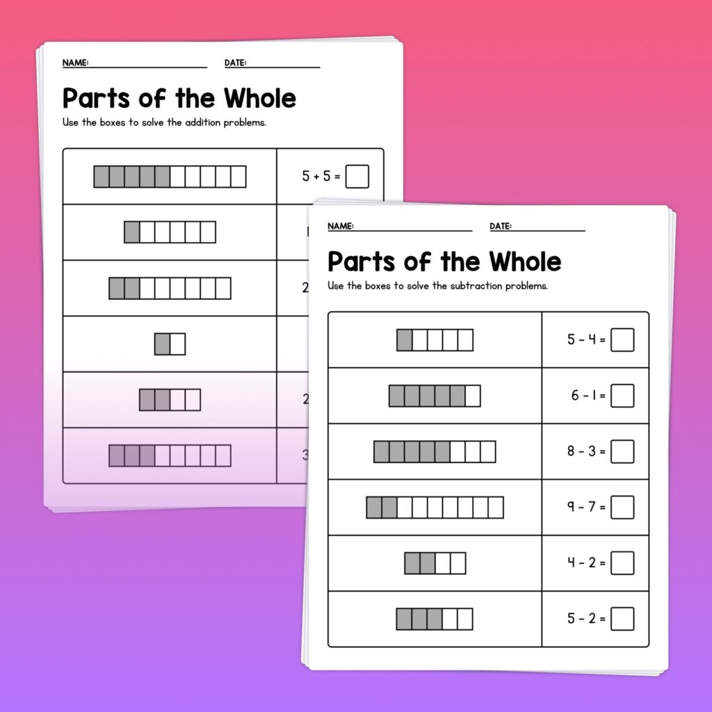 Full Images Of Math Work Sheets - addition and subtraction within 10 worksheets 1