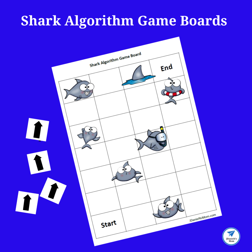 Fun Math Algorithm Print Out Sheets - offline coding academy printable shark algorithm game boards
