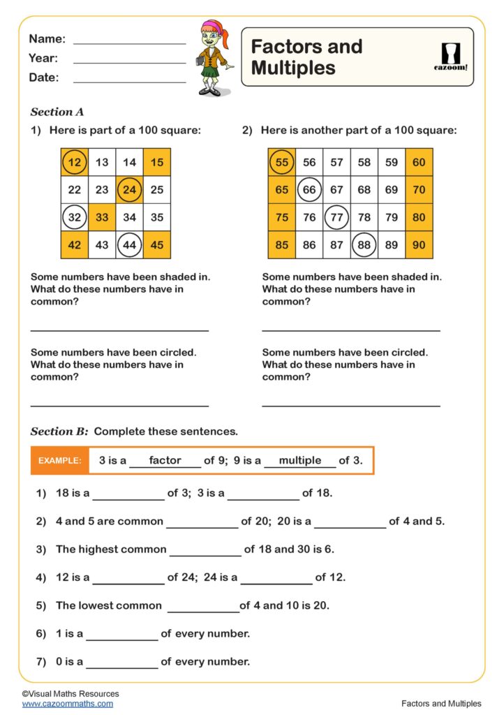 Fun Maths Activities Ks2 Worksheets - factors and multiples worksheet