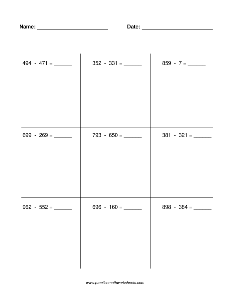 Printable Grade 2 math worksheet focused on subtraction problems