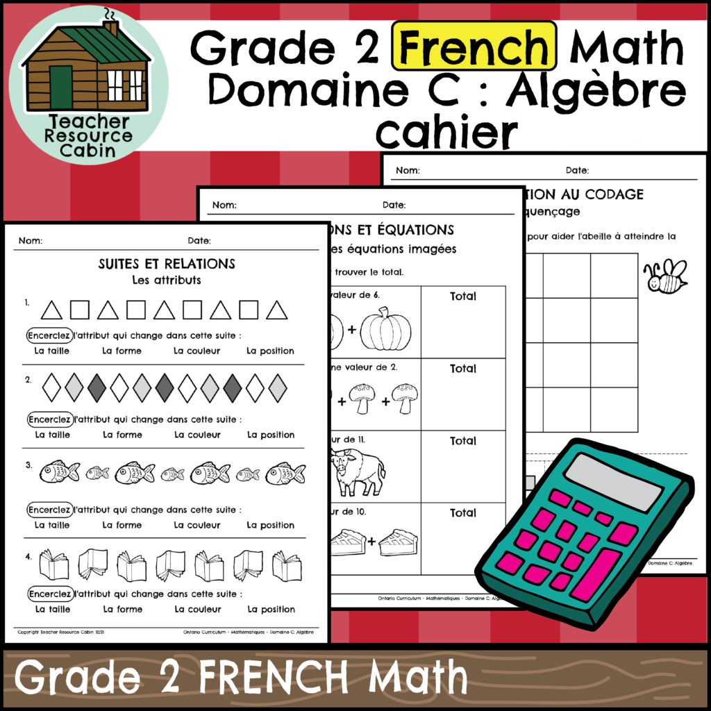 Grade 2 French Math Worksheets - grade 2 algebre et codage cahier ontario french math workbook