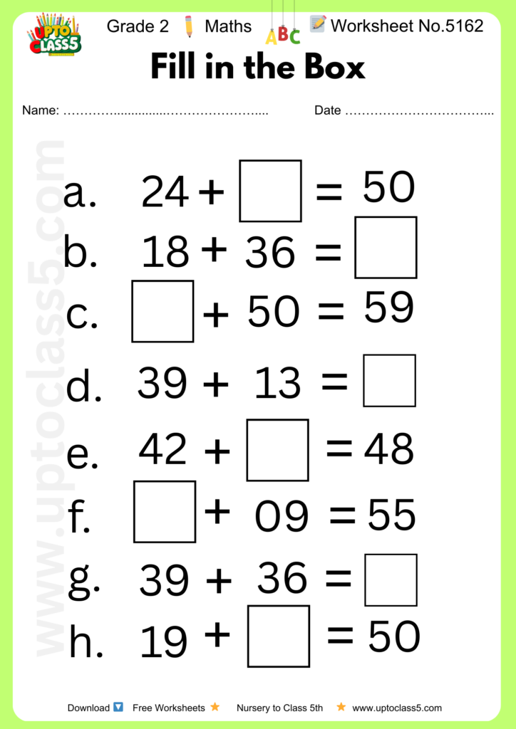 Grade 2 Math Activity Sheets - grade 2 maths worksheet addition no 5162