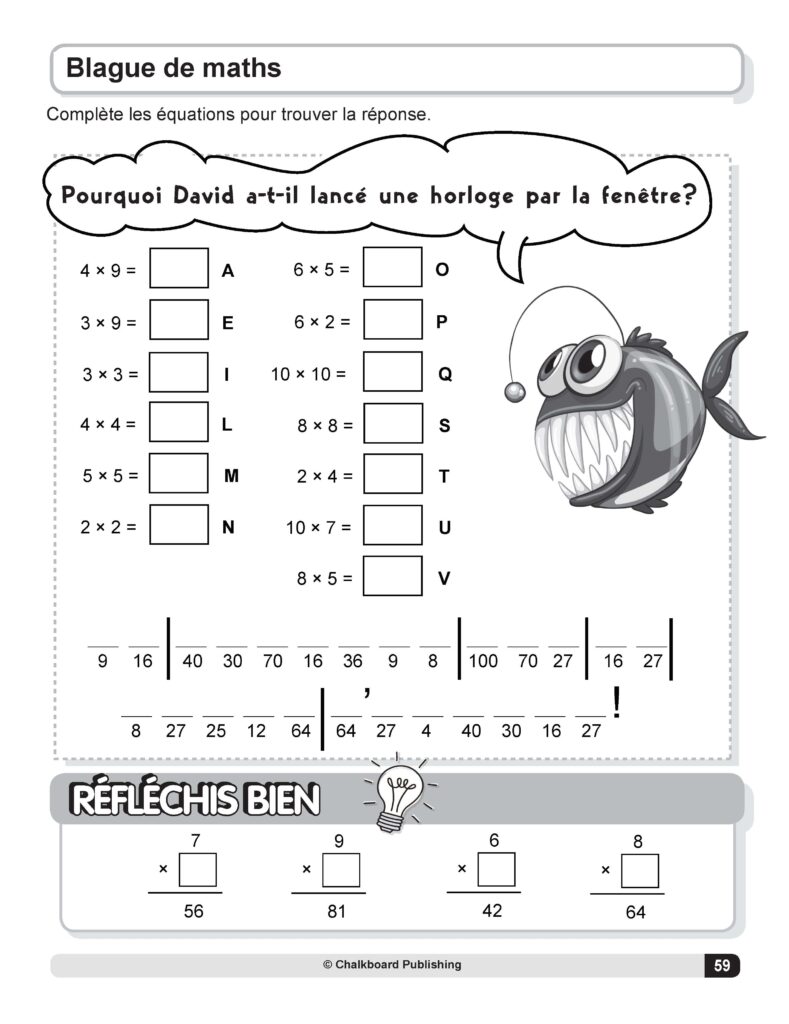 Grade 4 French Immersion Math Worksheets - canadian french math basics grade 3