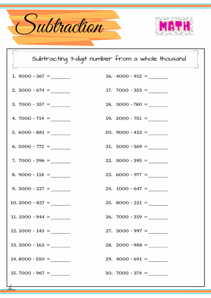 Grade 4 Math Worksheet | Subtraction Part 4 – Education PH Grade 4 Math Worksheet | Subtraction Part 4 - Education PH