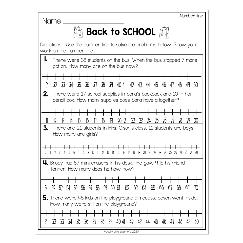 Grade School Math Worksheets Free – 2nd grade math worksheets data number line back to school 2 Grade School Math Worksheets Free - 2nd grade math worksheets data number line back to school 2
